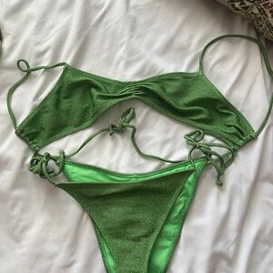 Green Sparkle Bikini Set